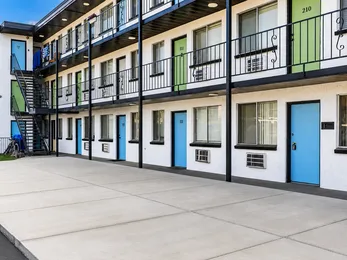 Lost Creek Apartments courtyard and apartment entries