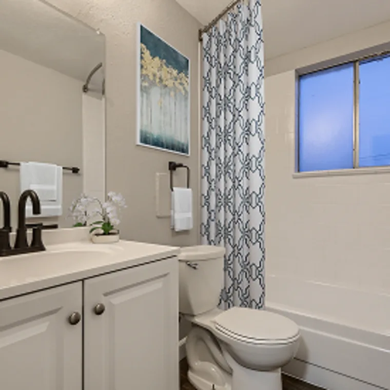 Lost Creek Apartments bathroom with updated fixtures